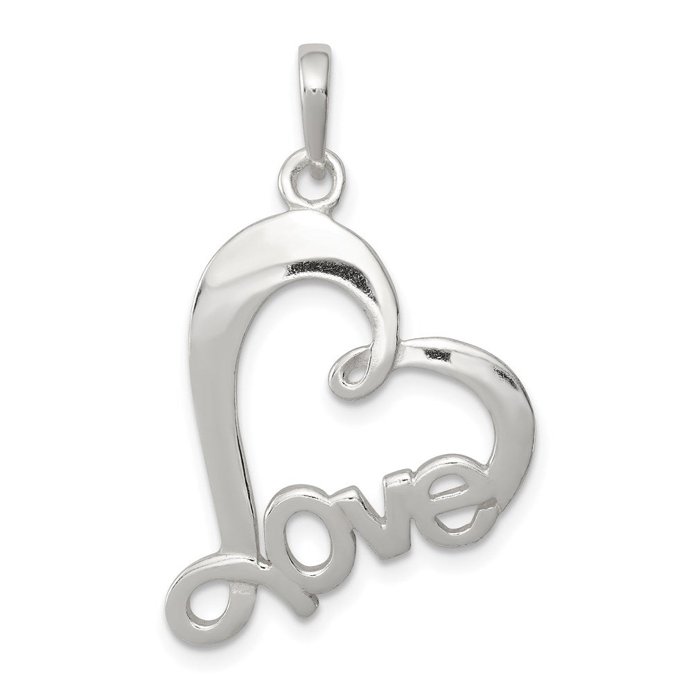 Sterling Silver Polished Love Heart Pendant, 25 x 20 mm