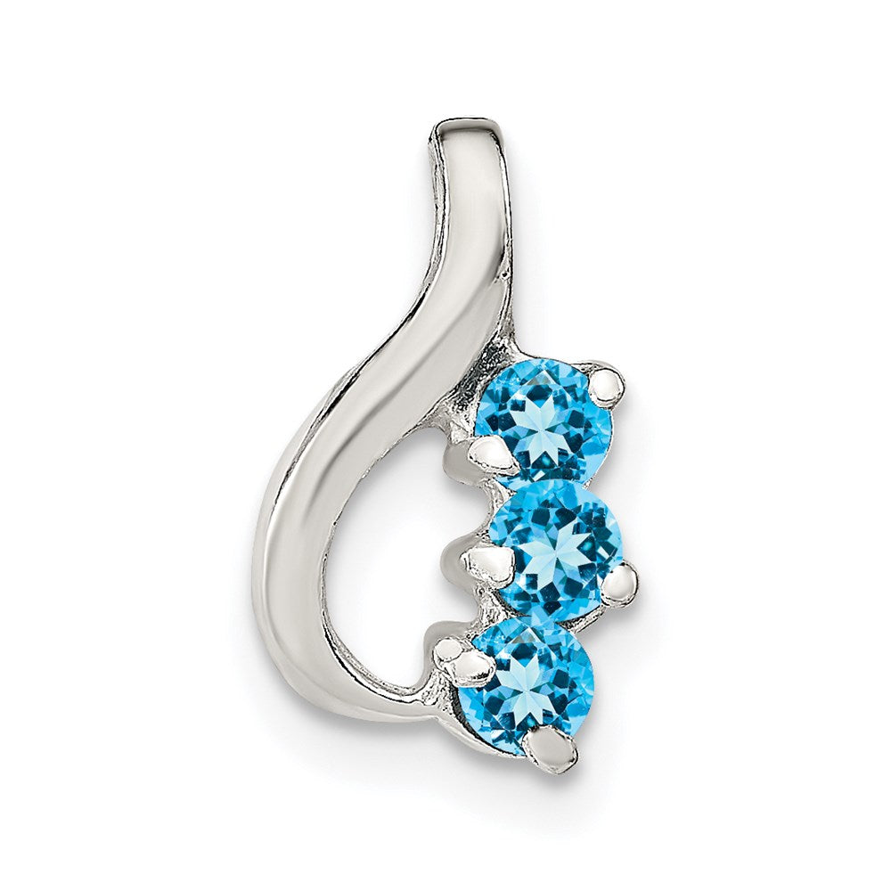 Sterling Silver Blue Topaz Chain Slide Pendant, 0.33 ct, 14 x 8 mm