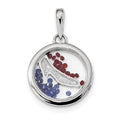 Sterling Silver Rhodium-plated High Heel Shoe & Floating Beads Pendant, 22 x 20 mm