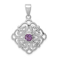 Sterling Silver Rhodium-plated Amethyst Pendant, 0.6 ct, 33 x 23 mm