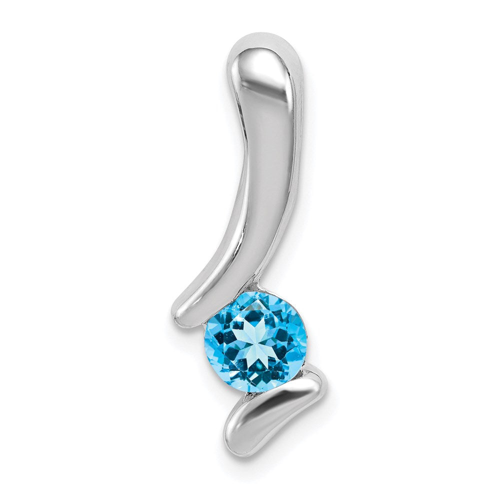 Sterling Silver Rhodium-plated Blue Topaz Pendant, 0.62 ct, 22 x 7 mm
