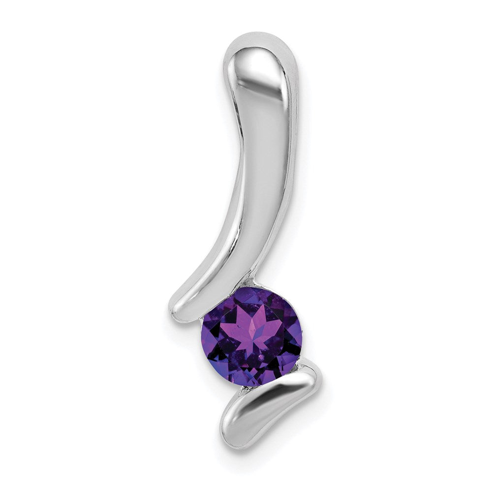 Sterling Silver Rhodium-plated Amethyst Pendant, 20.3 x 7.65 mm