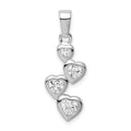Sterling Silver Rhodium-plated Graduated CZ Heart Pendant, 30 x 11 mm