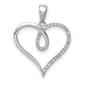 Sterling Silver Rhodium Diam. Heart Pendant, 0.087 ct, 22 x 18 mm