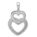 Sterling Silver Rhodium Plated Diamond Double Heart Pendant, 0.018 ct, 24 x 15 mm