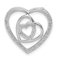 Sterling Silver Rhodium Plated Diamond Triple Heart Pendant, 0.016 ct, 19 x 19 mm