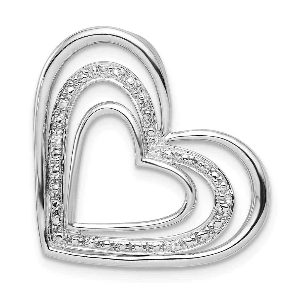Sterling Silver Rhodium Plated Diamond Triple Heart Pendant, 0.012 ct, 23 x 22 mm