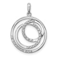 Sterling Silver Rhodium Plated Diamond Pendant, 0.02 ct, 25 x 18 mm