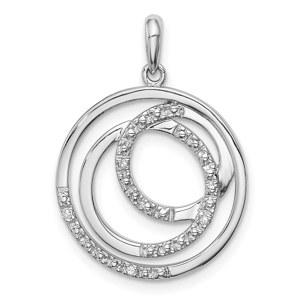 Sterling Silver Rhodium Plated Diamond Pendant, 0.02 ct, 25 x 18 mm