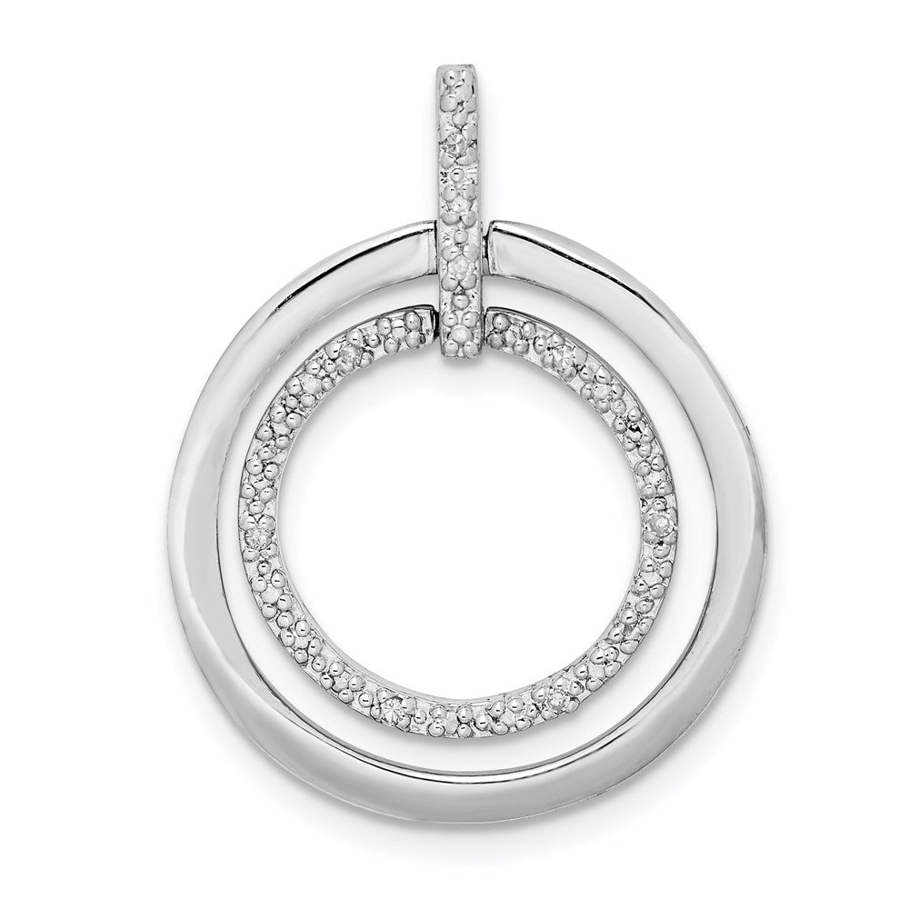 Sterling Silver Rhodium Plated Diamond Pendant, 0.024 ct, 26 x 21 mm