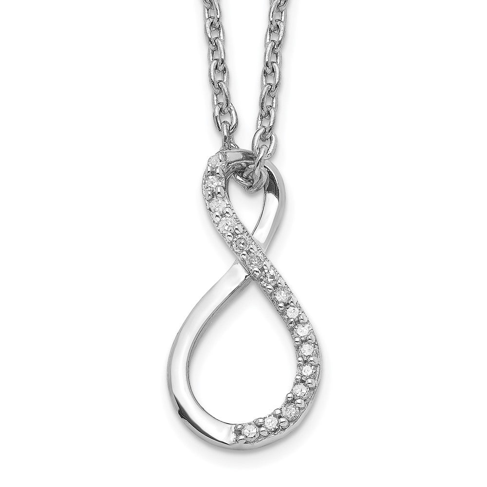 Sterling Silver Rhodium Plated Diamond Accent Infinity Necklace, 0.08 ct, 18 x 8 mm