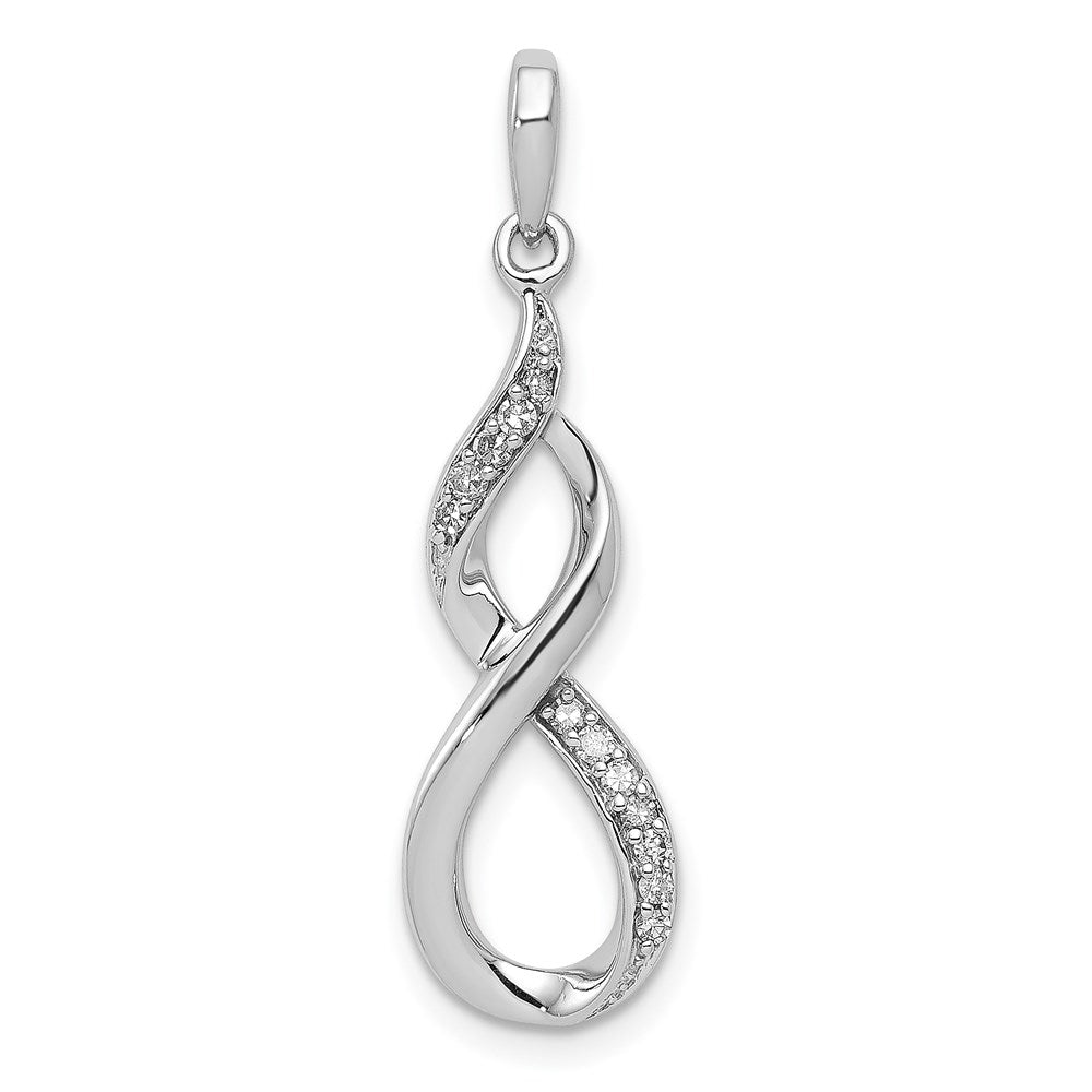 Sterling Silver Rhodium Diam. Figure 8 Pendant, 0.098 ct, 31 x 9 mm