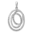 Sterling Silver Rhodium Plated Diamond Pendant, 0.03 ct, 29 x 17 mm