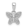 Sterling Silver Rhodium Plated Diamond Butterfly Pendant, 0.01 ct, 14 x 10 mm