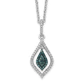 White Night Sterling Silver Rhodium-plated Blue and White Diamond 18 inch Necklace with 2 Inch Extender, 0.219 ct, 18 x 10 mm