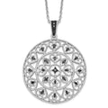White Night Sterling Silver Rhodium-plated Black Diamond Circle Pendant 18 Inch Necklace with 2 Inch Extender, 0.203 ct, 18 x 31 mm
