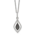 White Night Sterling Silver Rhodium-plated Black and White Diamond 18 Inch Necklace with 2 Inch Extender, 0.219 ct, 18 x 10.5 mm