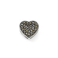 Sterling Silver Marcasite Heart Pendant, 12 x 13 mm