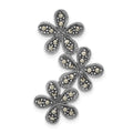 Sterling Silver Antiqued Marcasite Flower Chain Slide Pendant, 32.85 x 19.4 mm