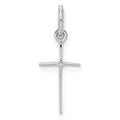 Sterling Silver RH Plated Child's Polished Cross Pendant, 19.67 x 7.4 mm