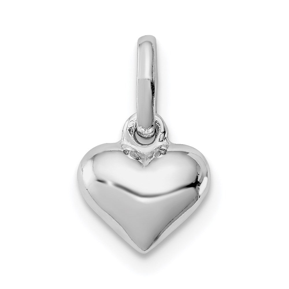 Sterling Silver Rhodium-plated Polished Heart Children's Pendant, 13 x 7.75 mm