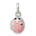 Sterling Silver Pink & Black Enamel Ladybug Locket Children's Pendant, 17 x 8.5 mm