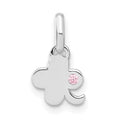 Sterling Silver Pink CZ Clover Kid's Pendant, 14.75 x 8 mm