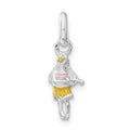 Sterling Silver Children's Enameled Hawaiian Girl Pendant, 21 x 6.85 mm