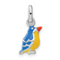 Sterling Silver 3D Enamel Bird Kid's Pendant, 18.3 x 8.85 mm