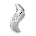 Sterling Silver Brushed & Polished CZ Slide, 18.2 x 7.75 mm