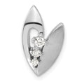 Sterling Silver Polished And Brushed CZ Slide, 17.3 x 10.25 mm