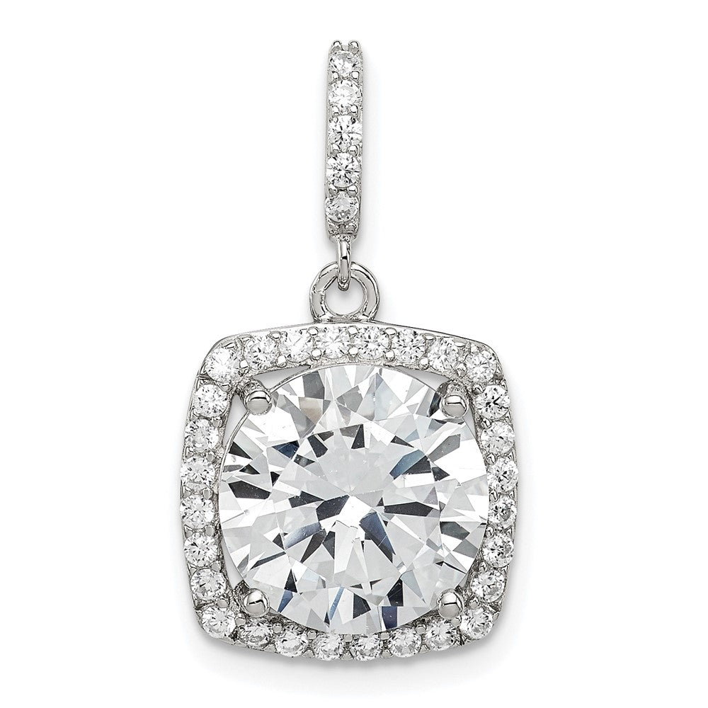 Sterling Silver Rhodium-plated Polished CZ Pendant, 23.57 x 12.8 mm