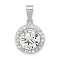 Sterling Silver Rhodium-plated Polished CZ Halo Pendant, 20.1 x 12.22 mm