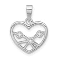 Sterling Silver Polished CZ Heart Pendant, 19.9 x 15.45 mm