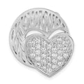Sterling Silver Polished & Brushed CZ Heart Circle Slide, 23.6 x 22.1 mm