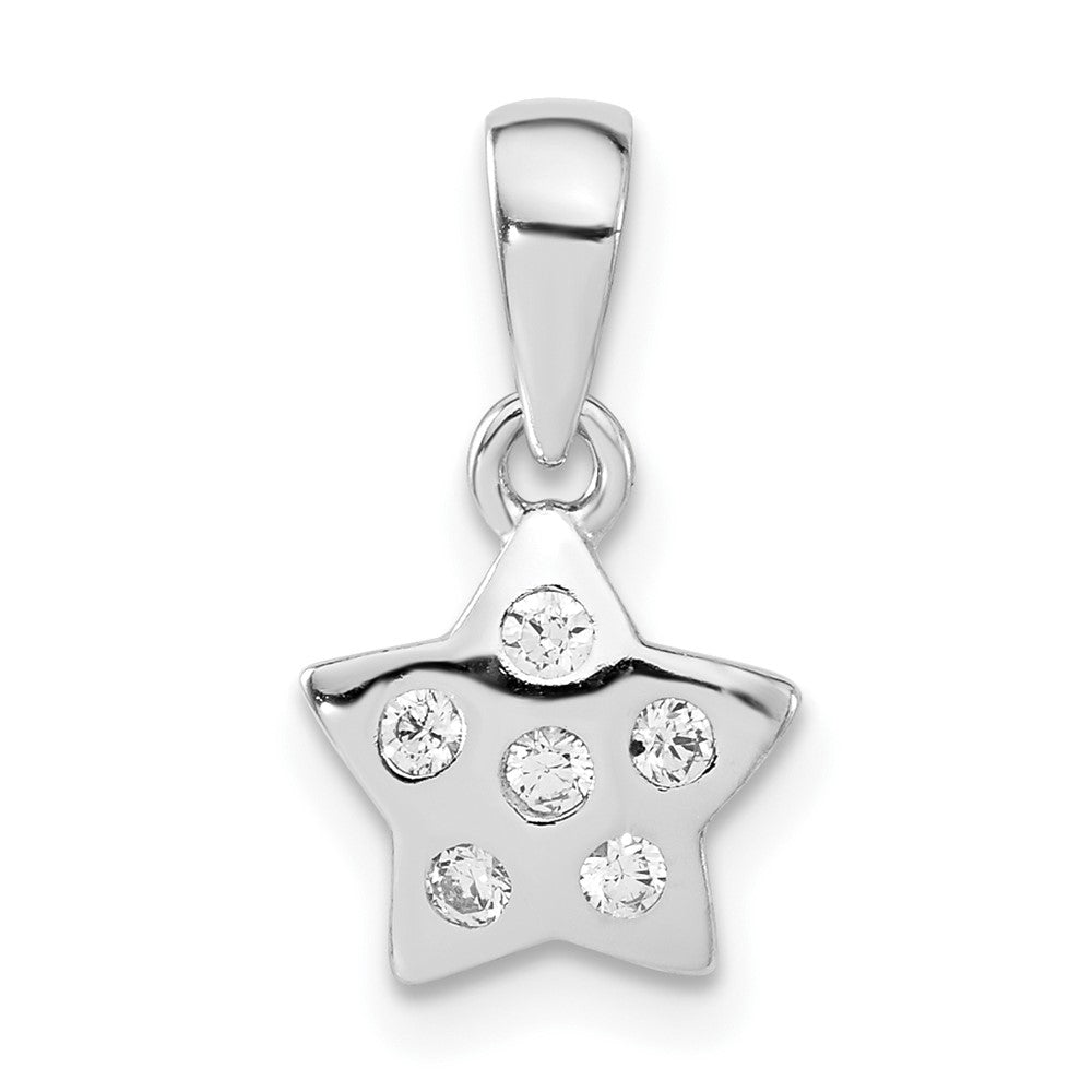 Sterling Silver Polished CZ Star Pendant, 17 x 9.55 mm