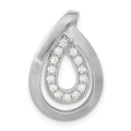 Sterling Silver Brushed CZ Teardrop Chain Slide Pendant, 20.7 x 14 mm