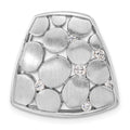Sterling Silver Satin & Polished CZ Slide, 19.9 x 20.6 mm