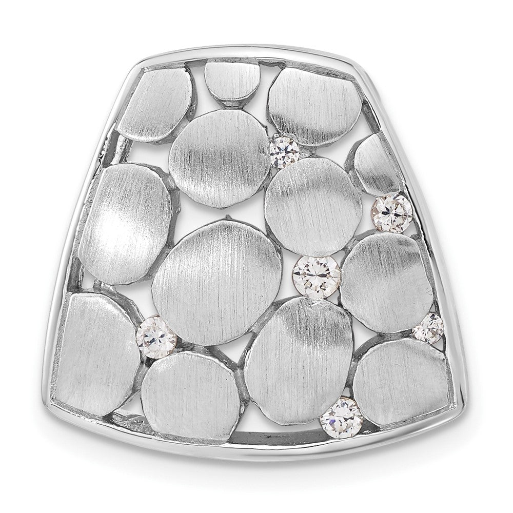 Sterling Silver Satin & Polished CZ Slide, 19.9 x 20.6 mm