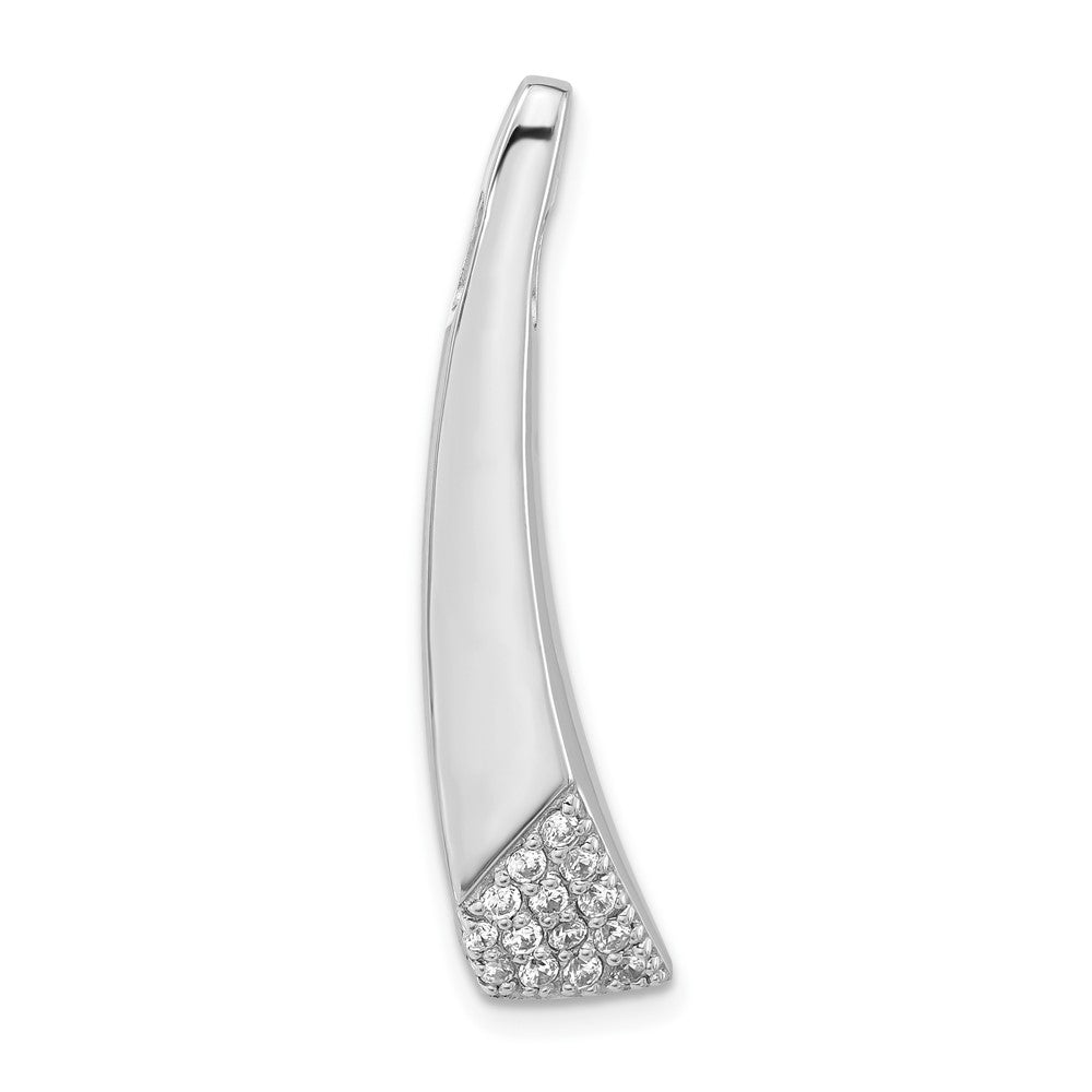 Sterling Silver Rhodium-plated Polished Fancy CZ Chain Slide Pendant, 34.75 x 8.4 mm
