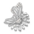 Sterling Silver Polished & Satin CZ Flower Butterfly Slide, 30.5 x 27 mm