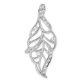 Sterling Silver Polished CZ Leaf Slide, 48.1 x 21 mm