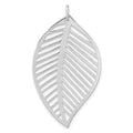 Sterling Silver Polished Cutout Leaf Pendant, 45.2 x 25 mm