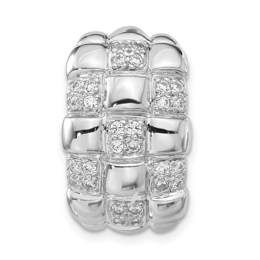 Sterling Silver Polished Woven CZ Slide Pendant, 22.6 x 14.2 mm