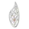 Sterling Silver & Gold-plated Satin & Polished Amethyst Teardrop Criss Cross Slide Pendant, 38.35 x 15.9 mm