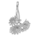 Sterling Silver Polished And Satin CZ Flowers Slide, 38 x 25.15 mm