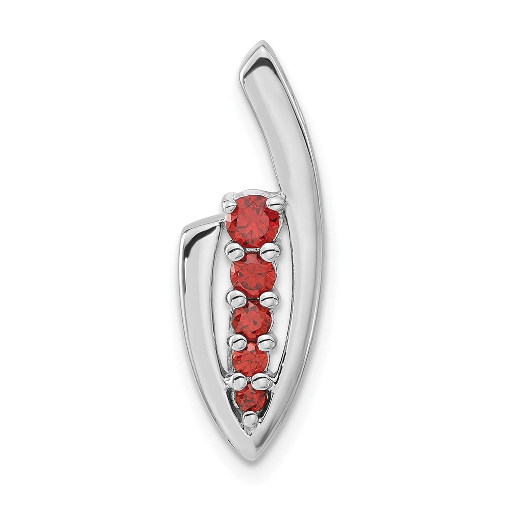 Sterling Silver Polished Fancy Red CZ Slide Pendant, 23.3 x 8.25 mm
