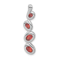 Sterling Silver Polished Red CZ Oval Dangle Slide Pendant, 35 x 8.1 mm