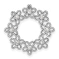 Sterling Silver Polished Beaded CZ Flower Circle Chain Slide Pendant, 22.15 x 21.75 mm
