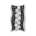 Sterling Silver w/ Black Rhodium Polished Black & White CZ Slide Pendant, 20 x 10.8 mm